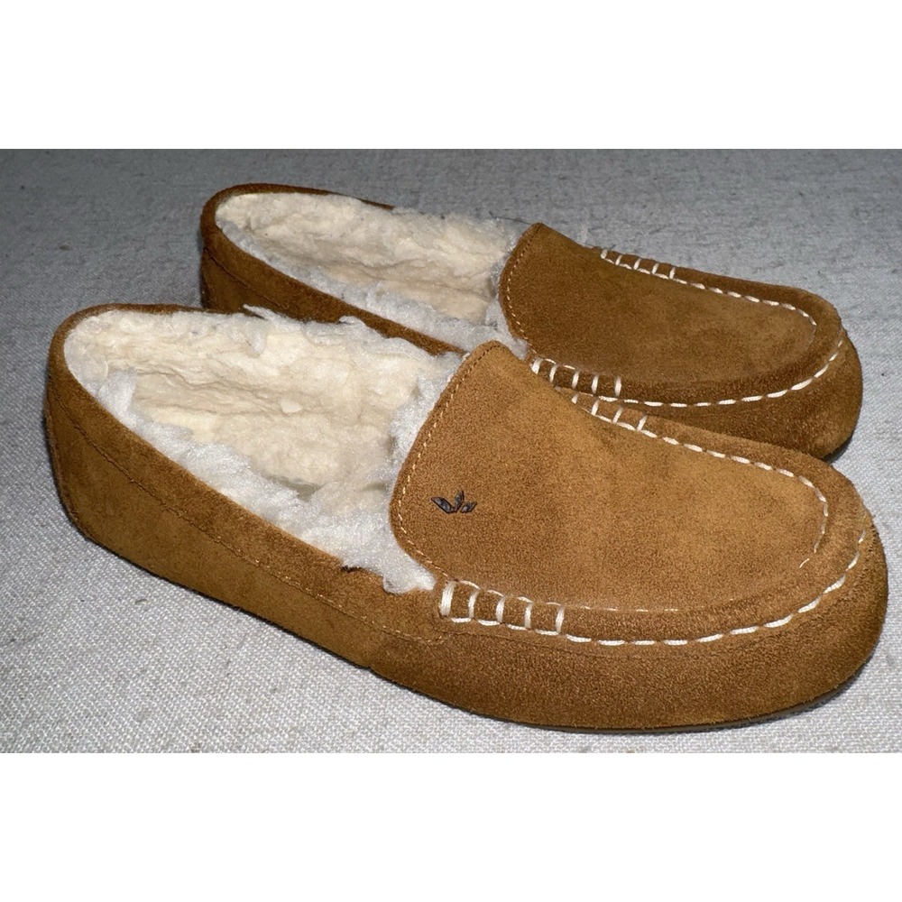 Koolaburra UGG Women's Size 6 Suede Leather Soft Tan Sherpa Lined Slippers Lezly